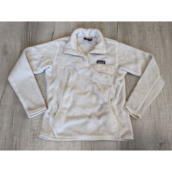 Patagonia Tops - Patagonia Women's Re-Tool Snap T Pullover White Polartec Fleece Sweater Sz S